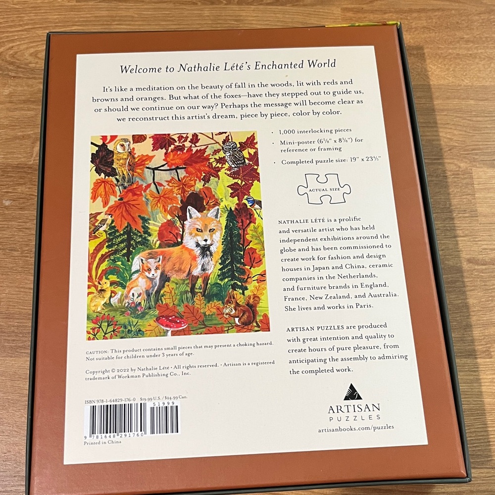 Nathalie Lete Artisan Fall Foxes 1000 pc Puzzle - Picture 2 of 6